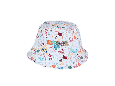 Bøllehat, Vendbar - Hygge Hvid/Mønster