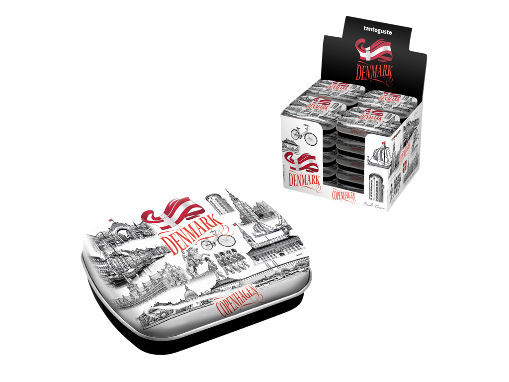 Tin Box With Mint Candy Black And White