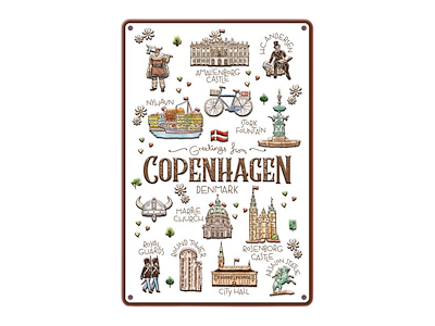 Metalskilt - 30*20 cm Akvarel CPH