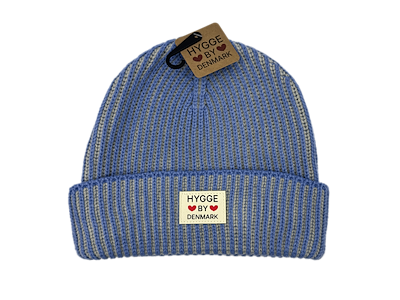 Beanie stribet grå/blå