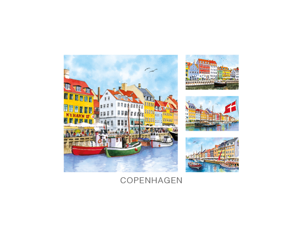 Postkort, 4x Nyhavn Nr. 2 16,5x12cm 