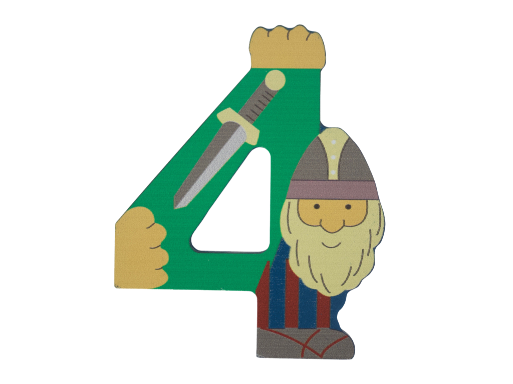 Wooden Number Viking 4