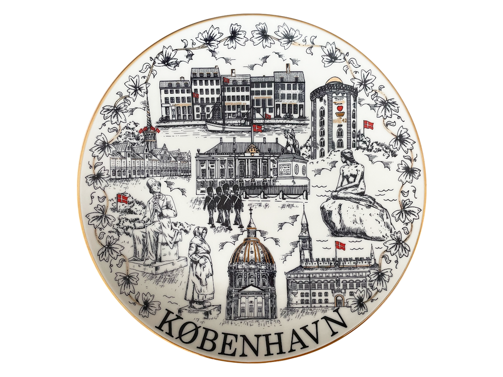 Plates Copenhagen Blue Red Gold In Box 11 cm