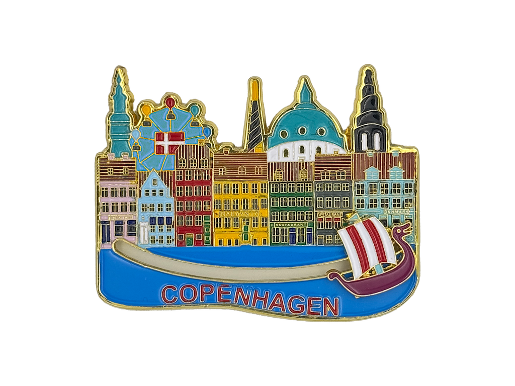 Magnet, CPH Nyhavn Bevægelig Vikingeskib Guld