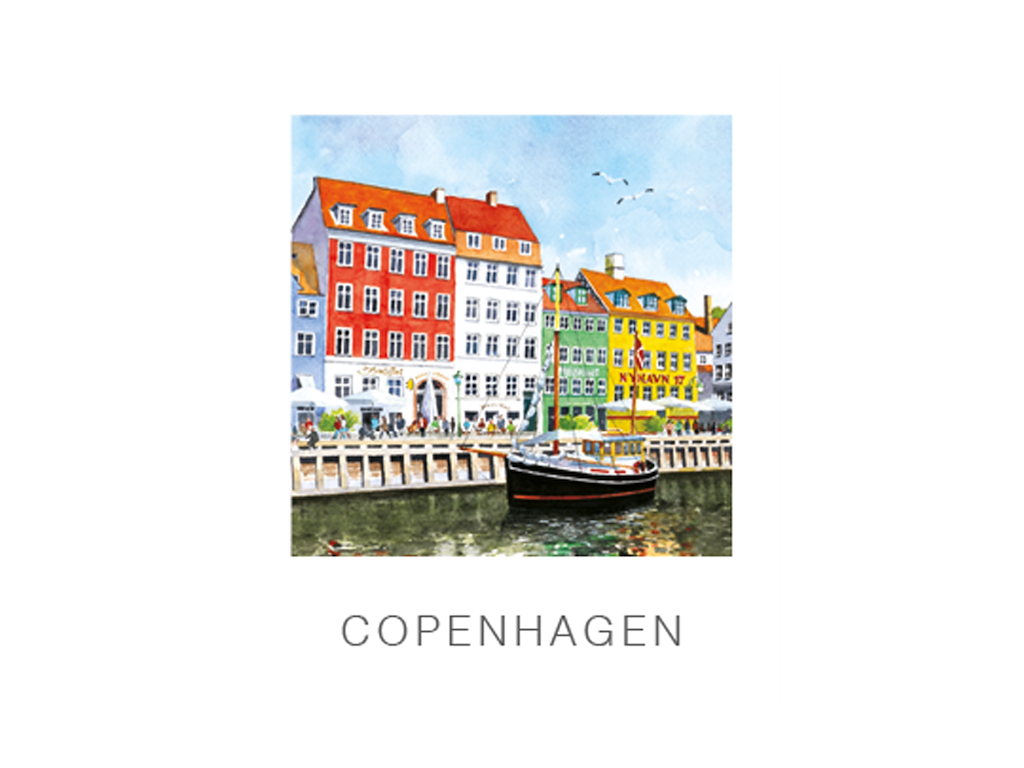 Postkort, Nyhavn Sort Båd 10x12cm 