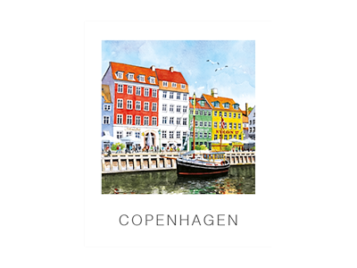 Postkort, Nyhavn Sort Båd 10x12cm 