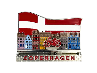 Magnet, Flag Nyhavn Bevægelig Cykel Sølv