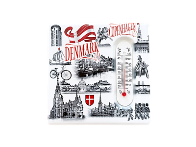 Magnet With Thermometer, Black & White