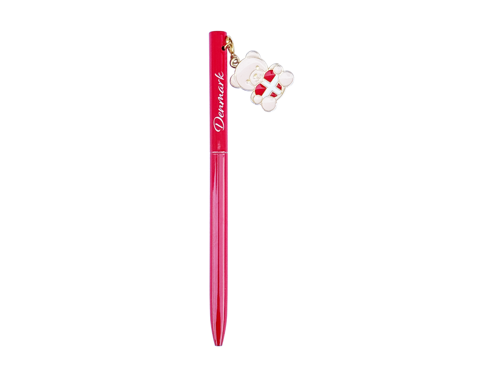 Pen, Red With Bear And Flag