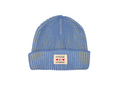 Beanie stribet grå/blå