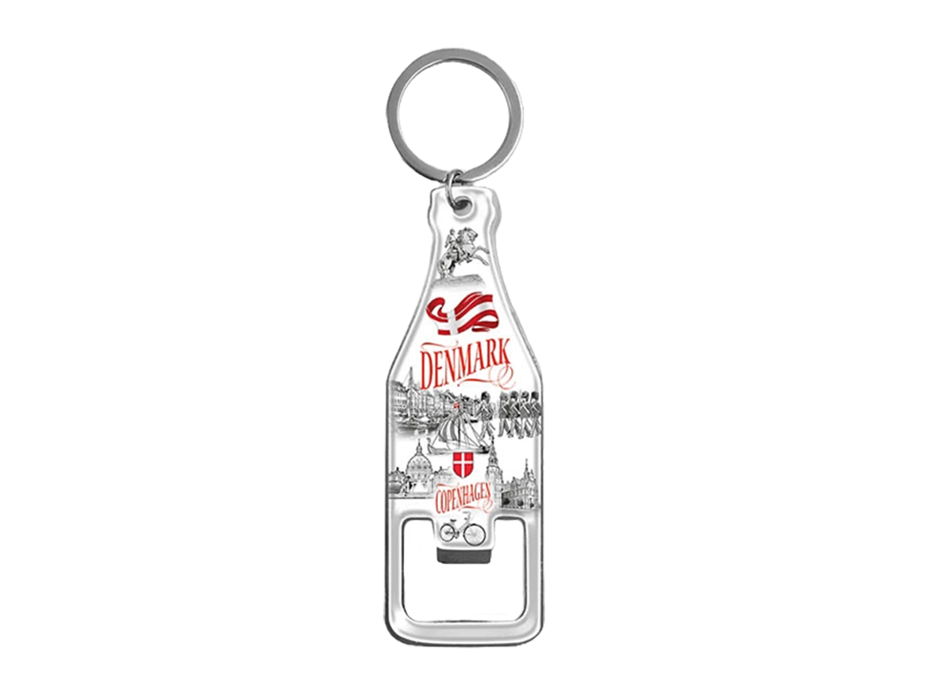 Keyring and Bottle Opener, Black & White