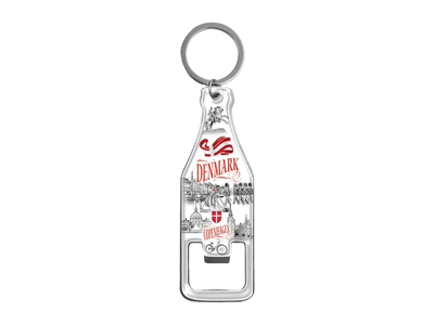 Keyring and Bottle Opener, Black & White