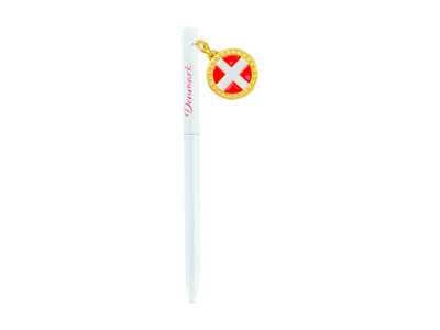 Pen, White With Flag