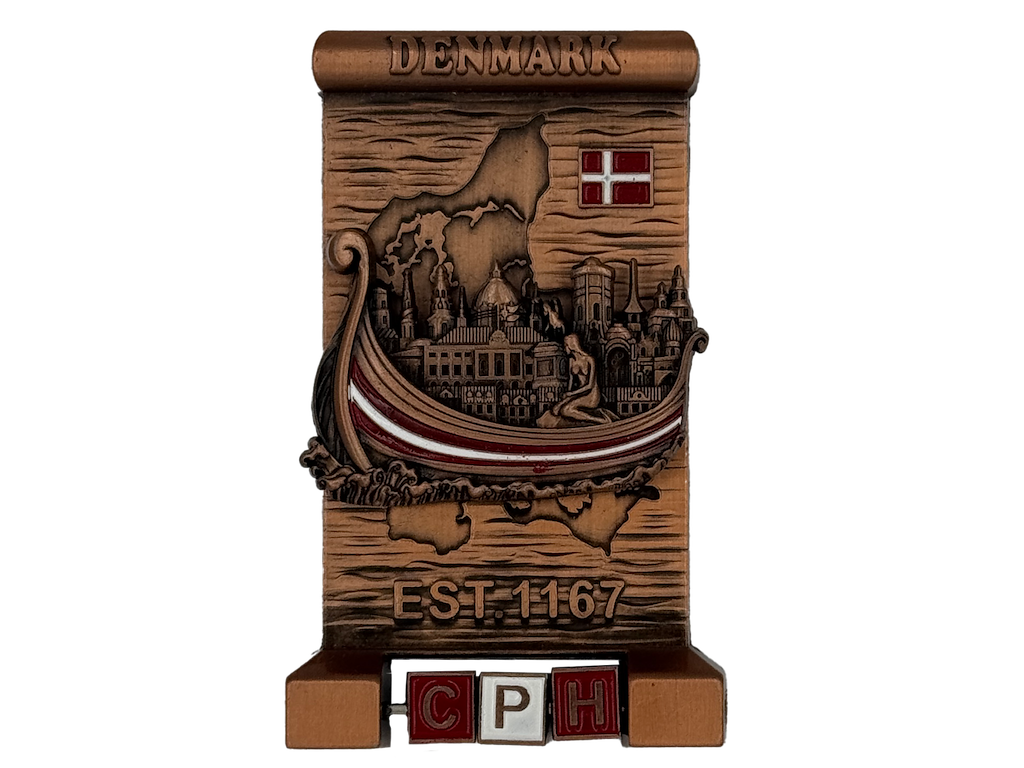 Magnet, DK Vikingeskib Roterende bogstaver Bronze