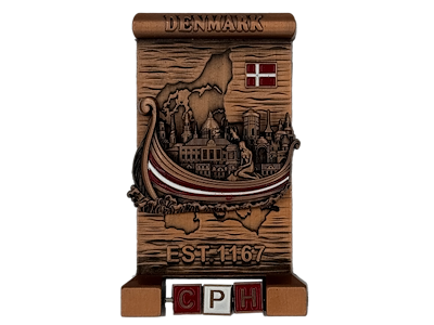 Magnet, DK Vikingeskib Roterende bogstaver Bronze