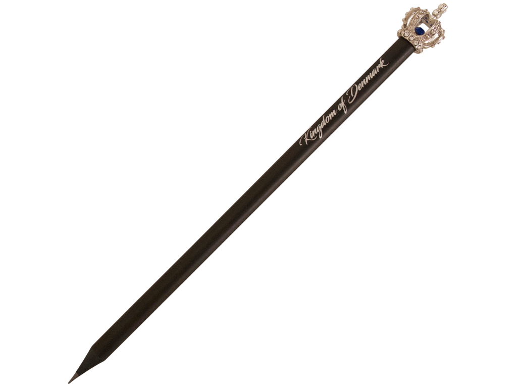 Pencil Silver Crown With Dark Blue Crystal