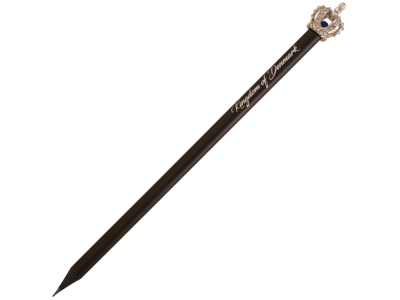 Pencil Silver Crown With Dark Blue Crystal