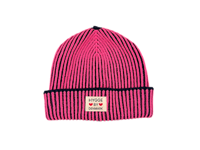 Beanie stribet pink/blå