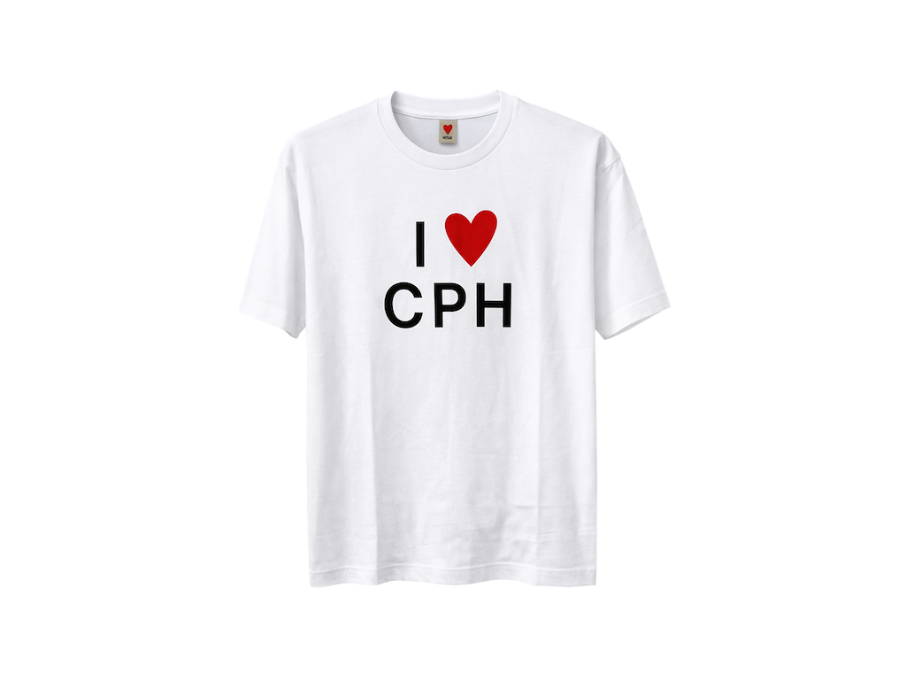 T-shirt , I Love CPH - Hvid