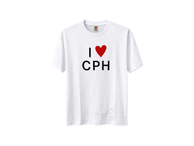 T-shirt , I Love CPH - Hvid