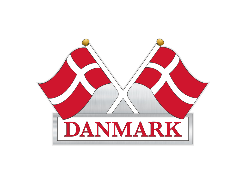 Sticker Two Flags Denmark Foil Height 9 cm