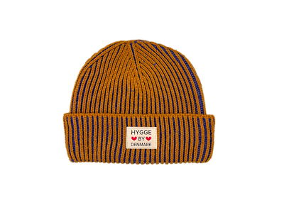 Beanie stribet blå/brun