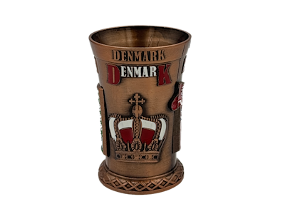 Shotglas, DK Krone Antik kobber