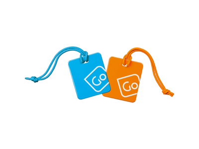 Suitcase Tags Set With Two Blue And Orange