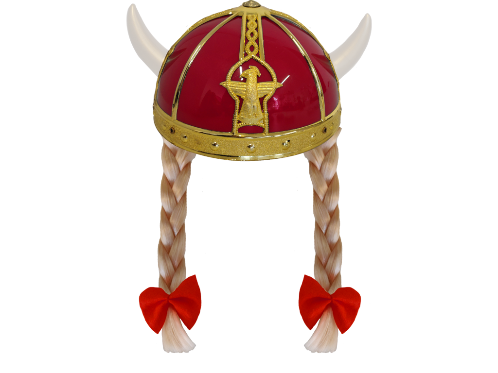 Viking Helmet Red With Braids