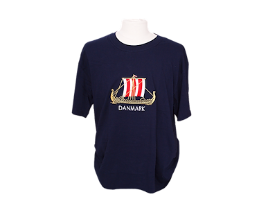 T-shirt, Embroidered Viking Ship Navy