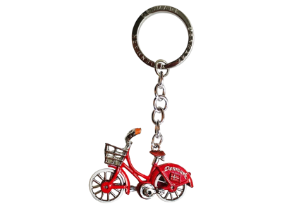Keyring Bicycle With Rotating Wheels Red