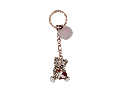 Nøglering  Bamse DK Hjerte m/sten og en pompon
