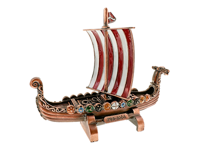 Figur, Vikingeskib Medium Bredde 14 cm.