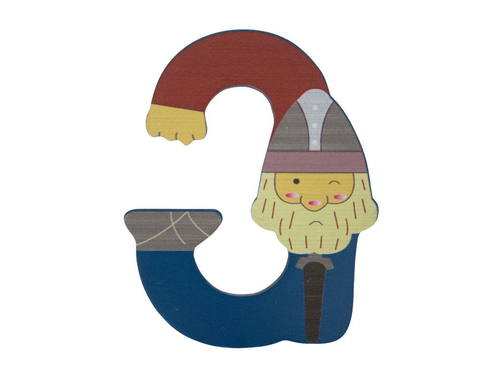 Wooden Number Viking 3