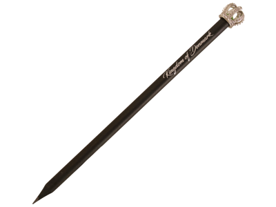 Pencil Silver Crown With Green Crystal