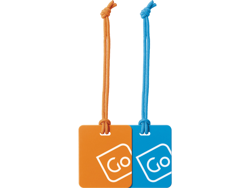 Suitcase Tags Set With Two Blue And Orange