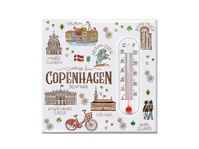 Magnet, Termometer Keramisk Akvarel CPH