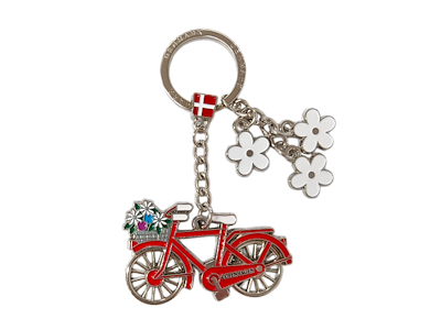 Nøglering, Cykel Blomster Sølv