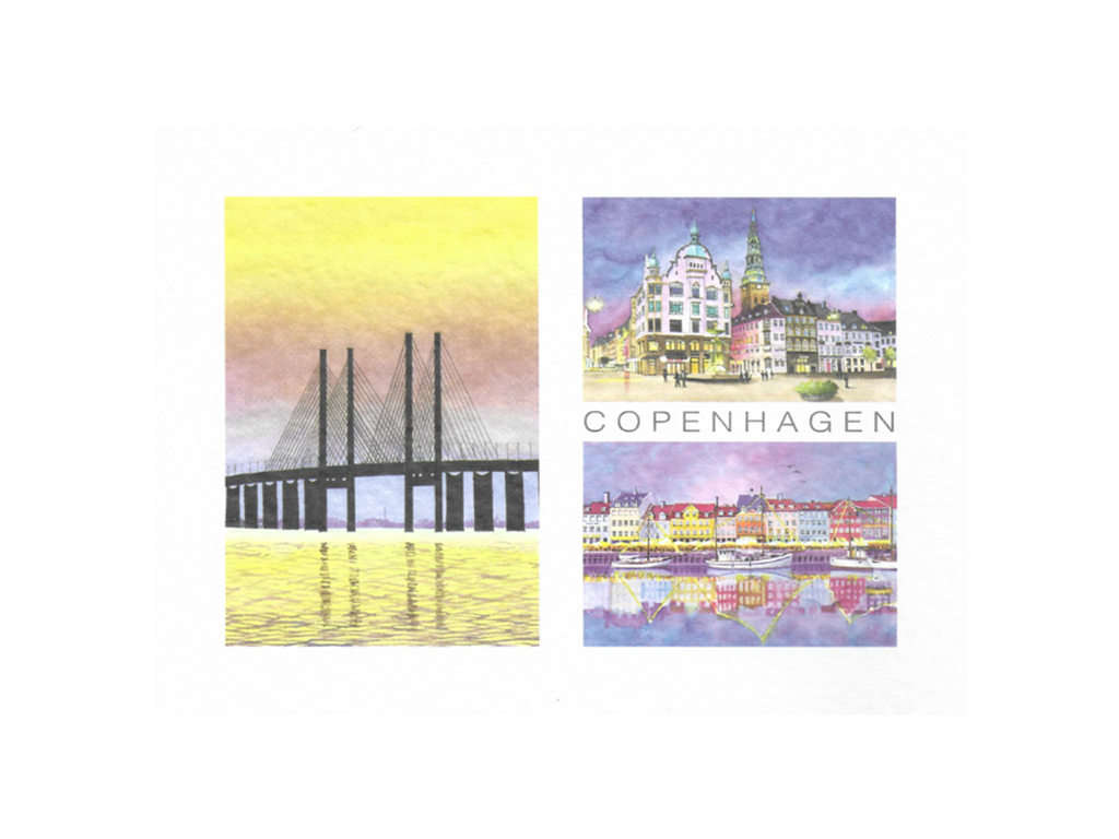 Postcard, Bridge / Stork Fountain / Nyhavn, 16.5 x 12 cm