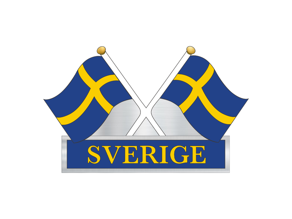 Sticker Two Flags Sweden Foil Height 9 cm