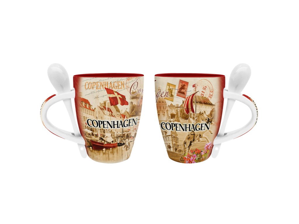 Mug With Spoon, Retro CPH Large 