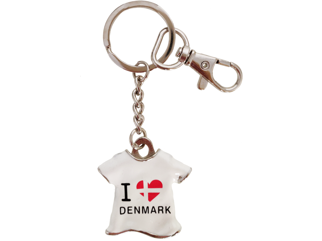 Keyring T-shirt I Love Denmark White