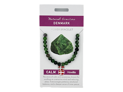Armbånd, Grøn Howlit Hjerte/flag Vedhæng