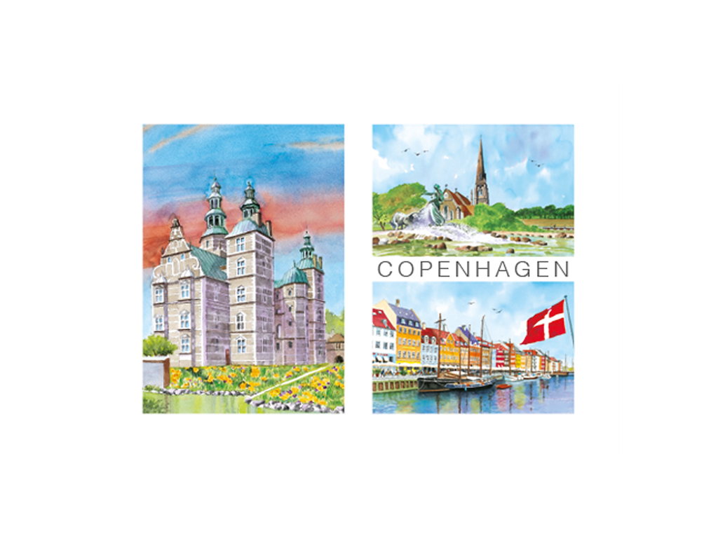Postkort, Rosenborg/Gefion/Nyhavn 16,5x12cm 