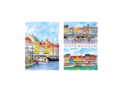 Postkort, 3x Nyhavn Nr. 2 16,5x12cm 