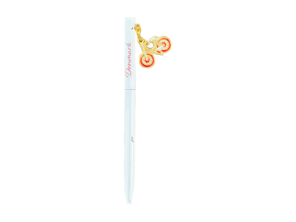 Pen, White With Bicycle