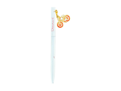 Pen, White With Bicycle