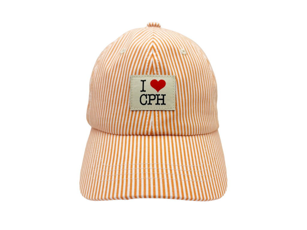 Kasket I Love CPH Stribet Orange/Hvid