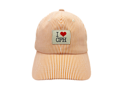 Kasket I Love CPH Stribet Orange/Hvid
