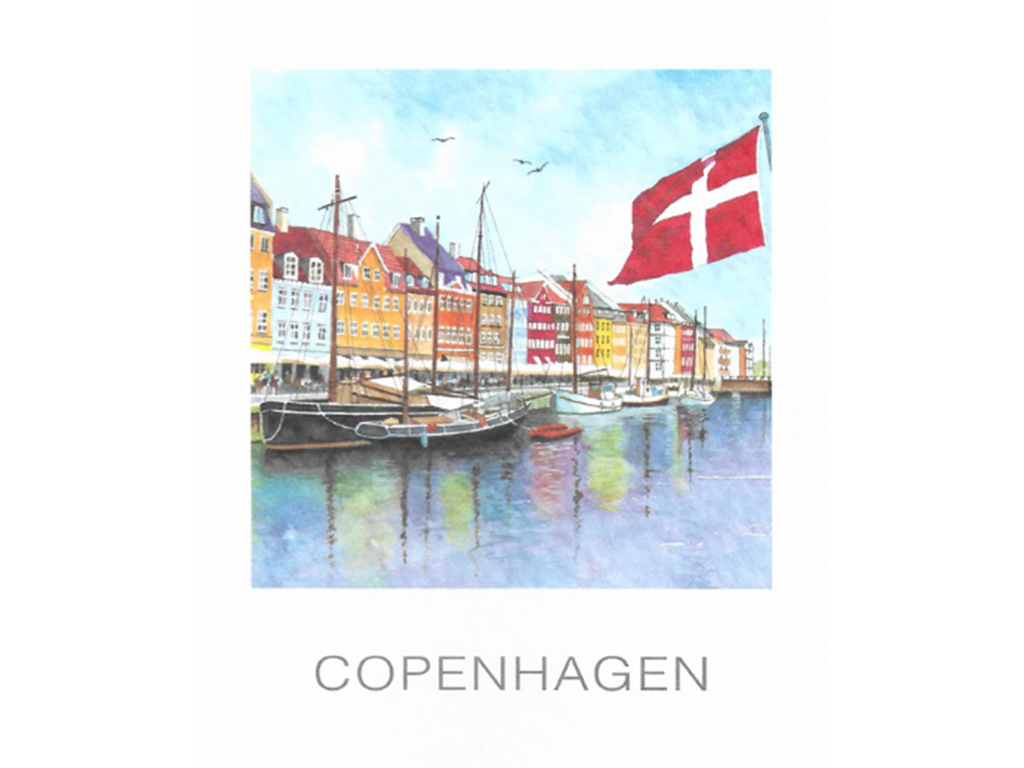Postcard, Nyhavn with Flag, 10 x 12 cm